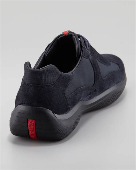 prada suede america's cup|Prada America's Cup low top black mesh.